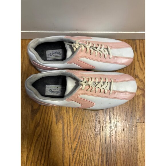 Callaway Womens Golf Shoes Size 8Pink & White Leather Lace-Up - Picture 3 of 8